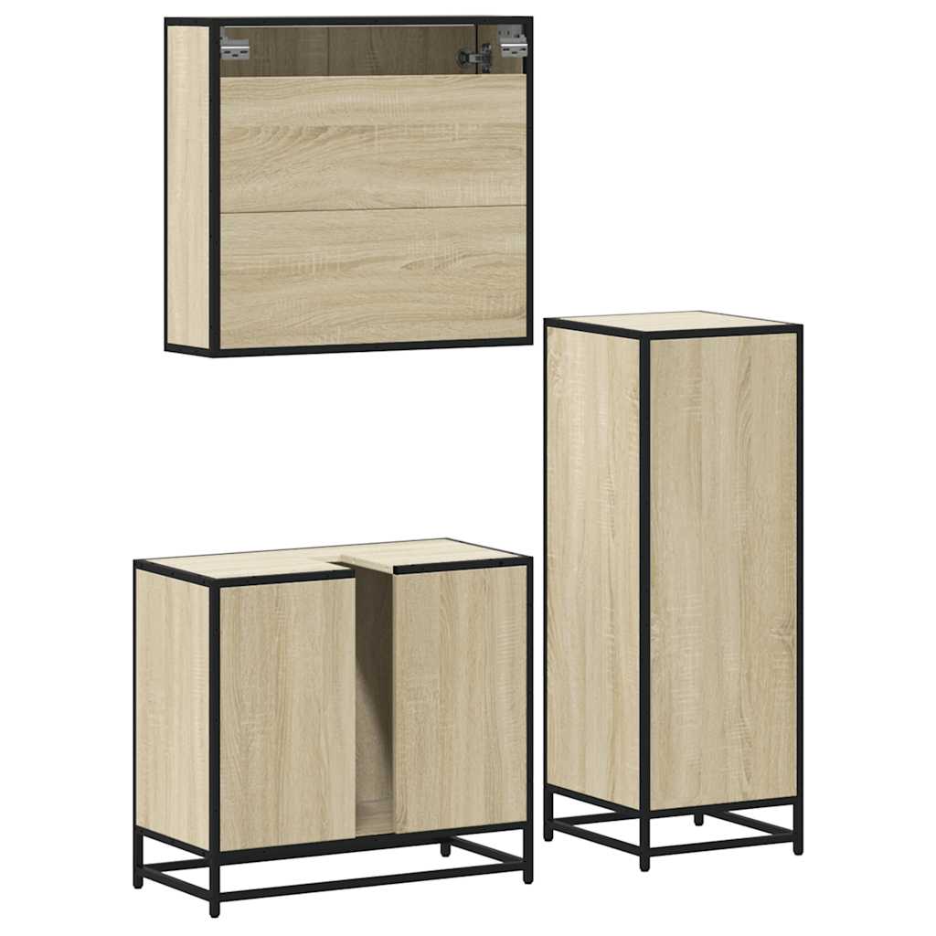 3-piece bathroom furniture set Sonoma oak wood-based material