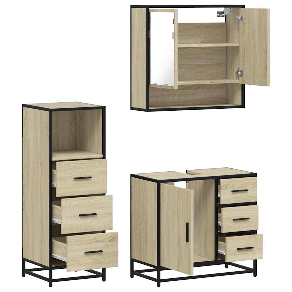 3-piece bathroom furniture set Sonoma oak wood-based material