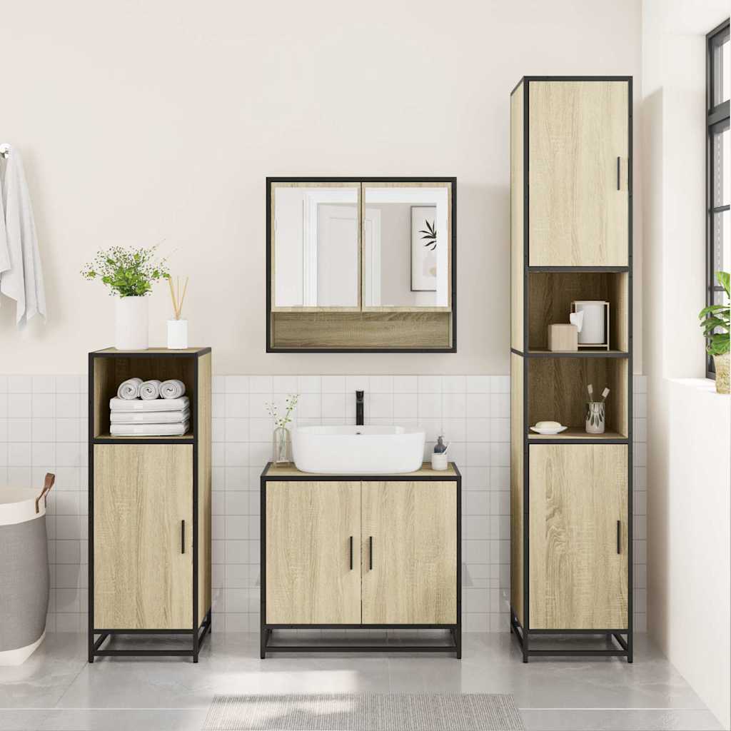 3-piece bathroom furniture set Sonoma oak wood-based material