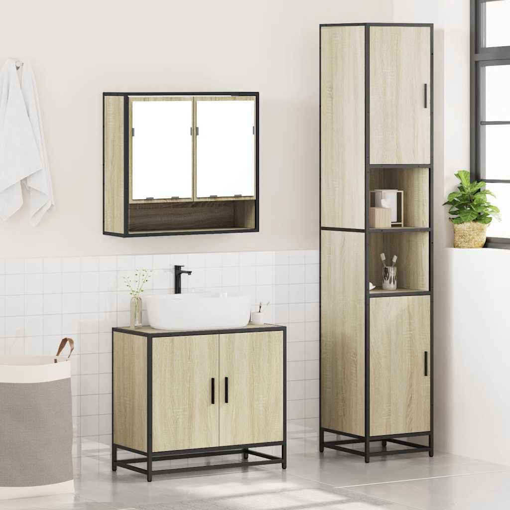 3-piece bathroom furniture set Sonoma oak wood-based material