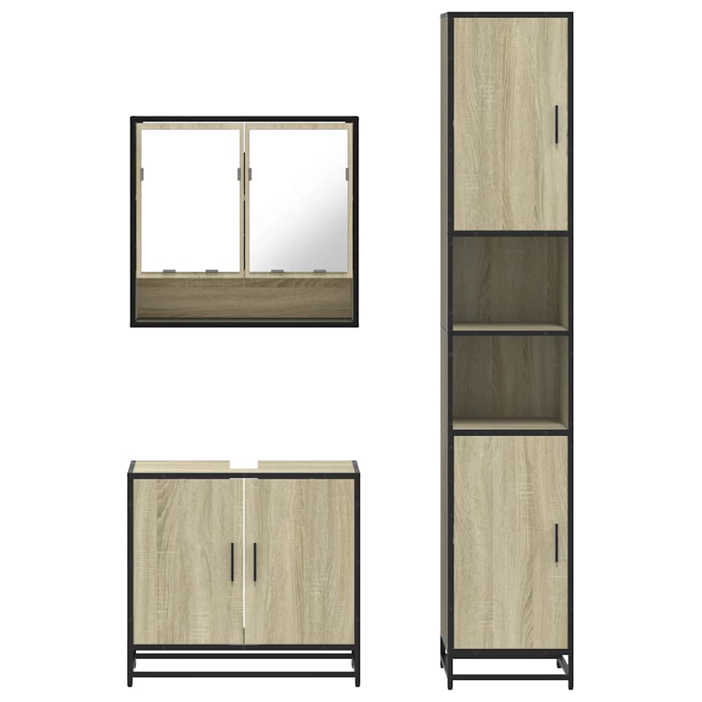 3-piece bathroom furniture set Sonoma oak wood-based material