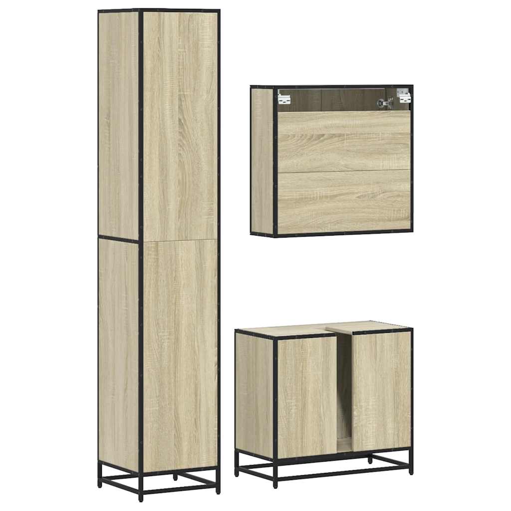 3-piece bathroom furniture set Sonoma oak wood-based material