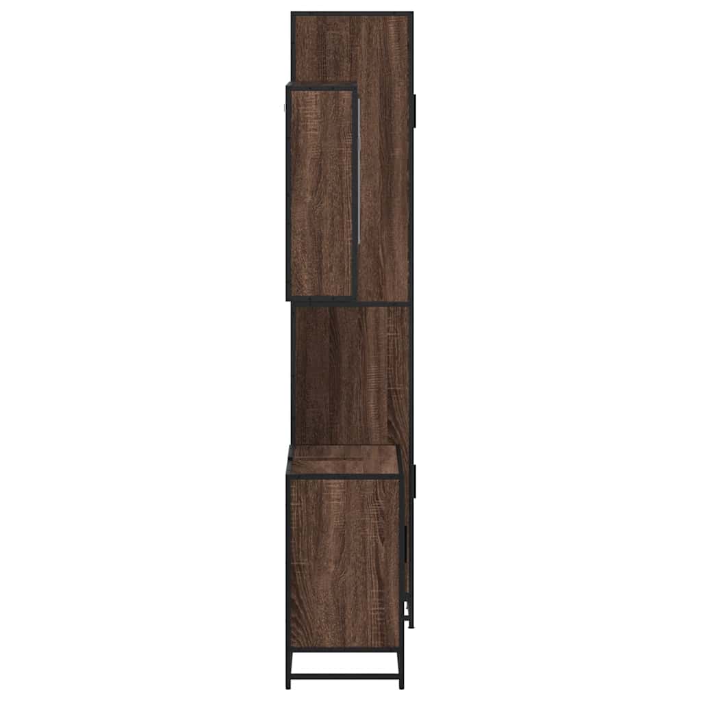 3-piece bathroom furniture set brown oak look wood material
