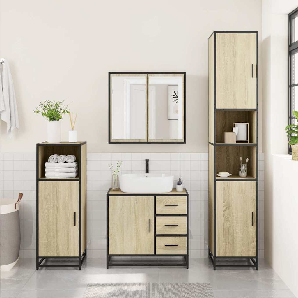 4-piece bathroom furniture set Sonoma oak wood-based material