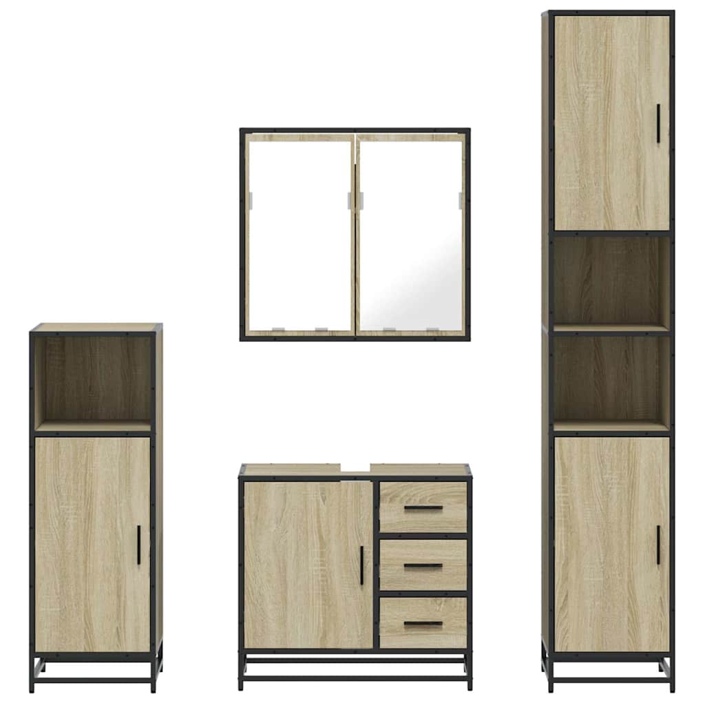 4-piece bathroom furniture set Sonoma oak wood-based material