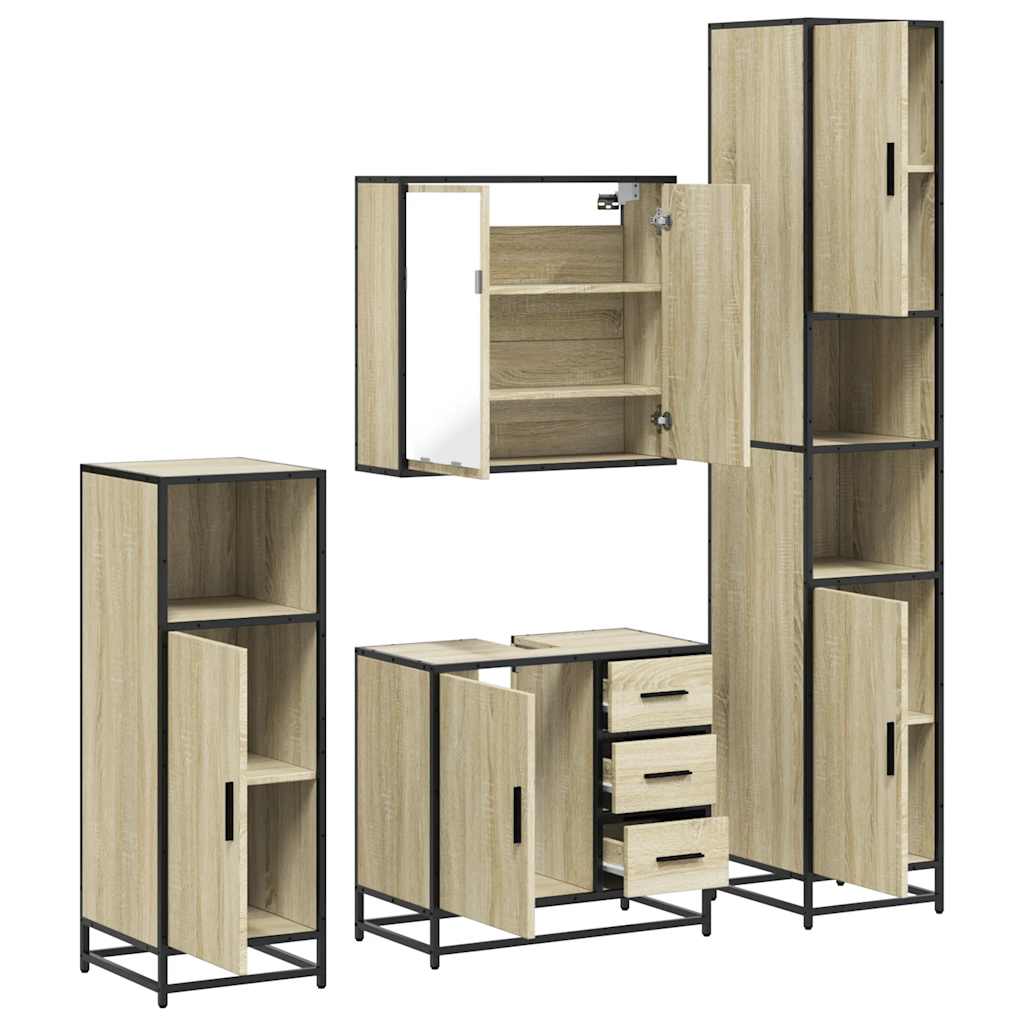 4-piece bathroom furniture set Sonoma oak wood-based material