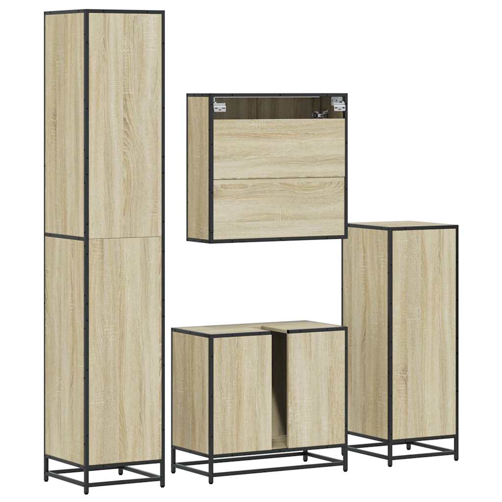 4-piece bathroom furniture set Sonoma oak wood-based material