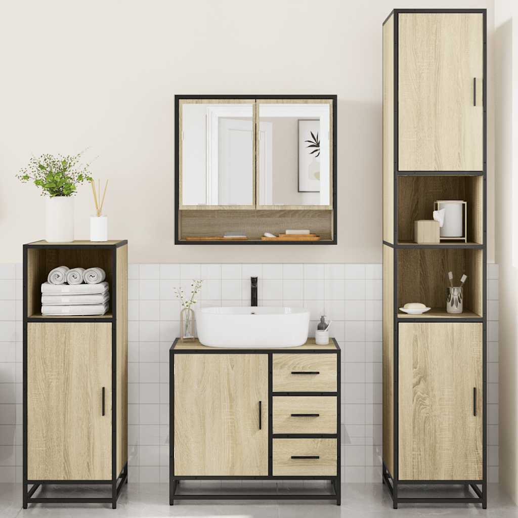 4-piece bathroom furniture set Sonoma oak wood-based material