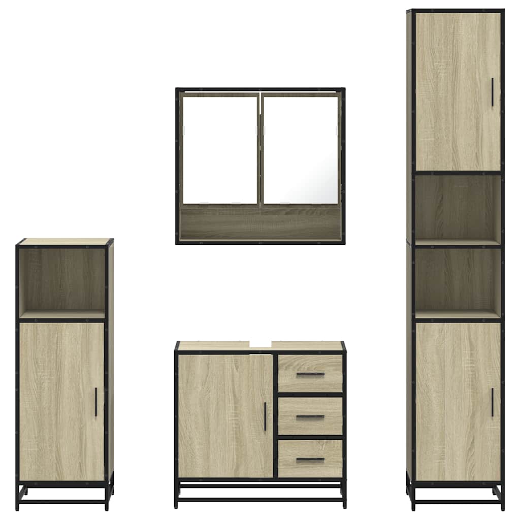 4-piece bathroom furniture set Sonoma oak wood-based material