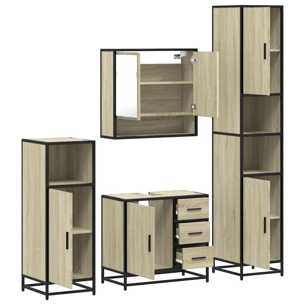 4-piece bathroom furniture set Sonoma oak wood-based material