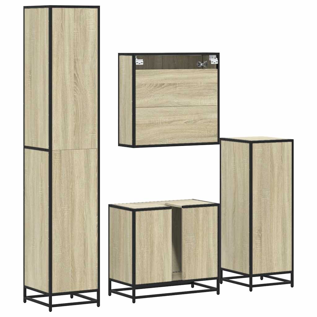 4-piece bathroom furniture set Sonoma oak wood-based material