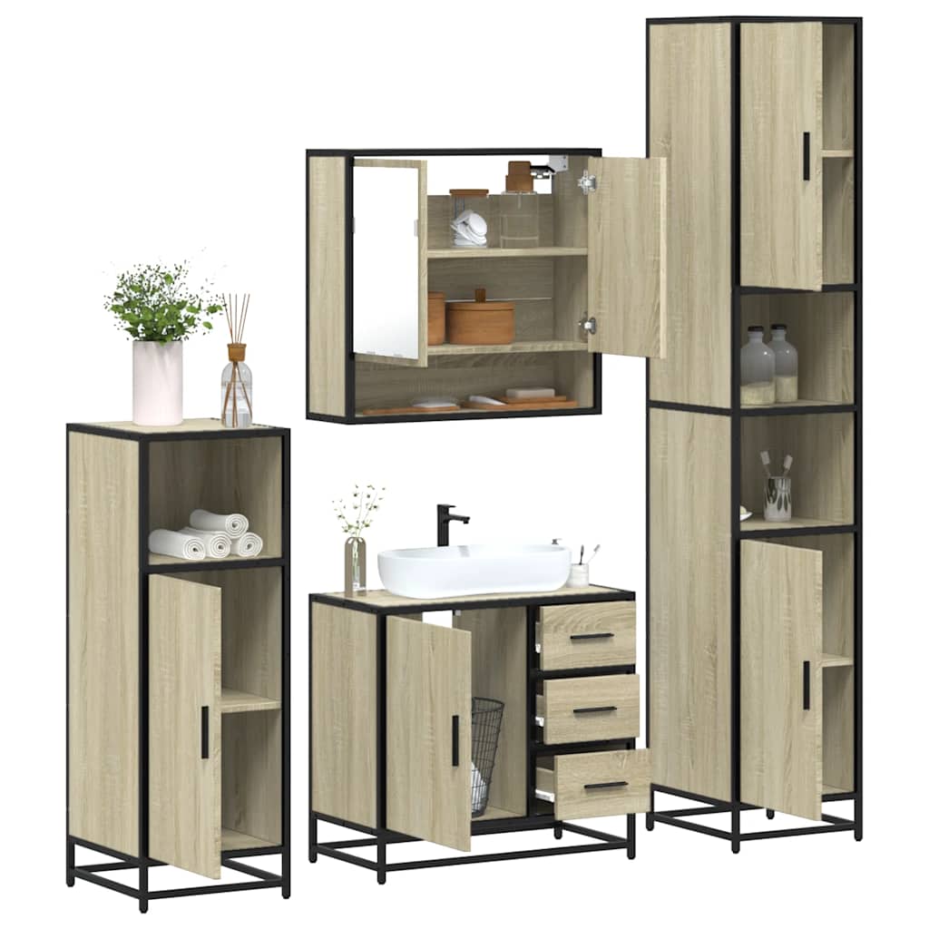 4-piece bathroom furniture set Sonoma oak wood-based material