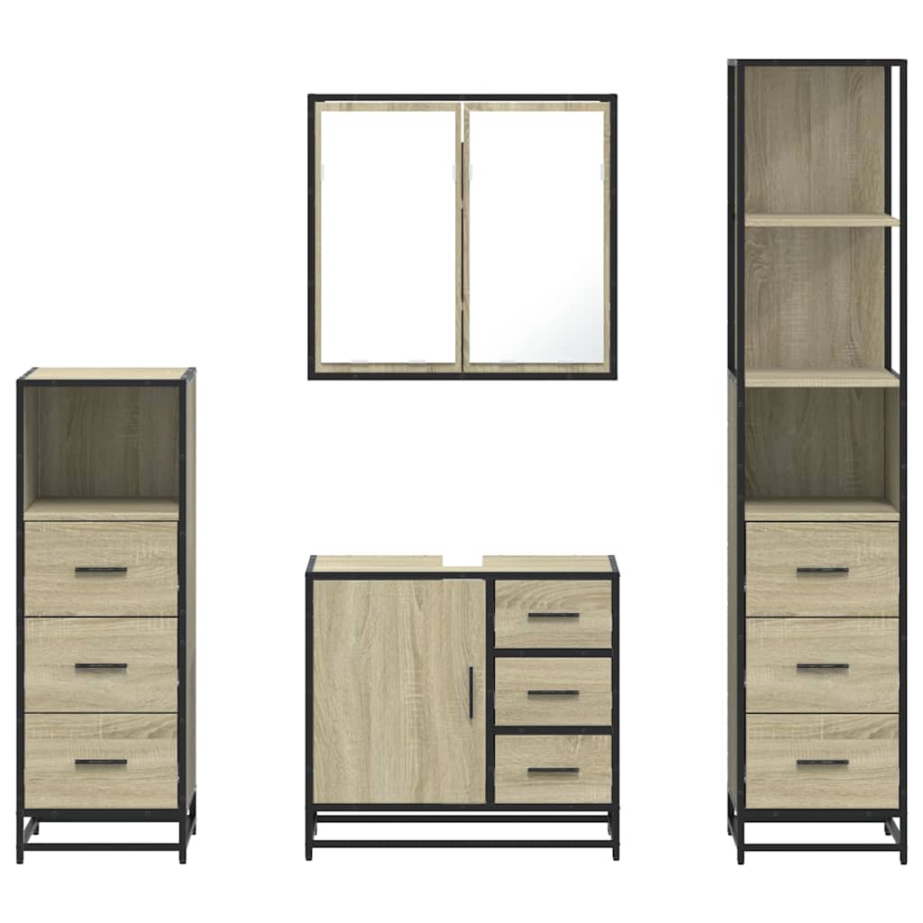 4-piece bathroom furniture set Sonoma oak wood-based material