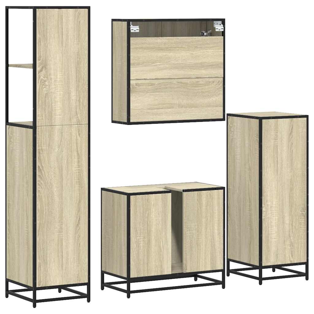 4-piece bathroom furniture set Sonoma oak wood-based material