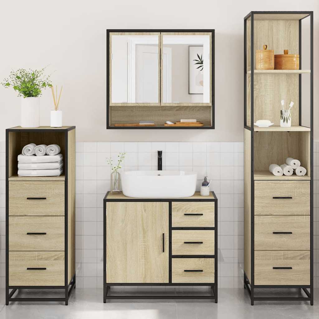 4-piece bathroom furniture set Sonoma oak wood-based material
