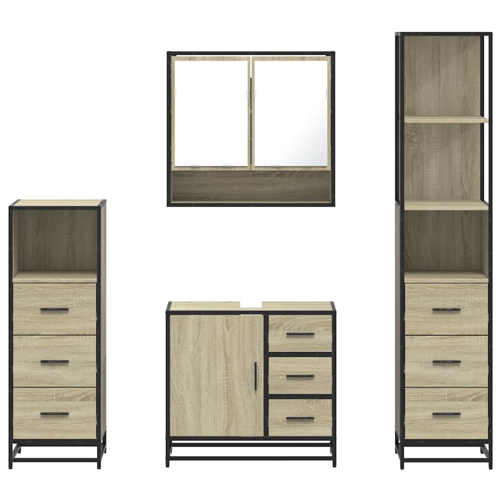 4-piece bathroom furniture set Sonoma oak wood-based material