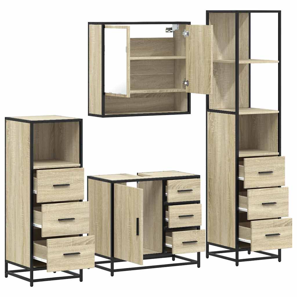 4-piece bathroom furniture set Sonoma oak wood-based material