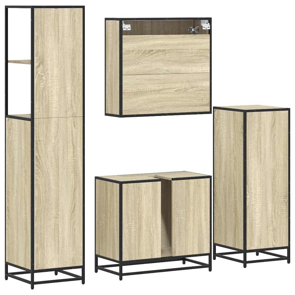 4-piece bathroom furniture set Sonoma oak wood-based material