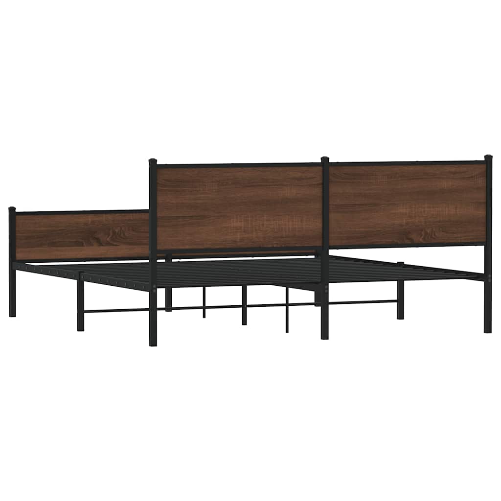 Metallbett ohne Matratze Braun Eichen-Optik 160x200 cm