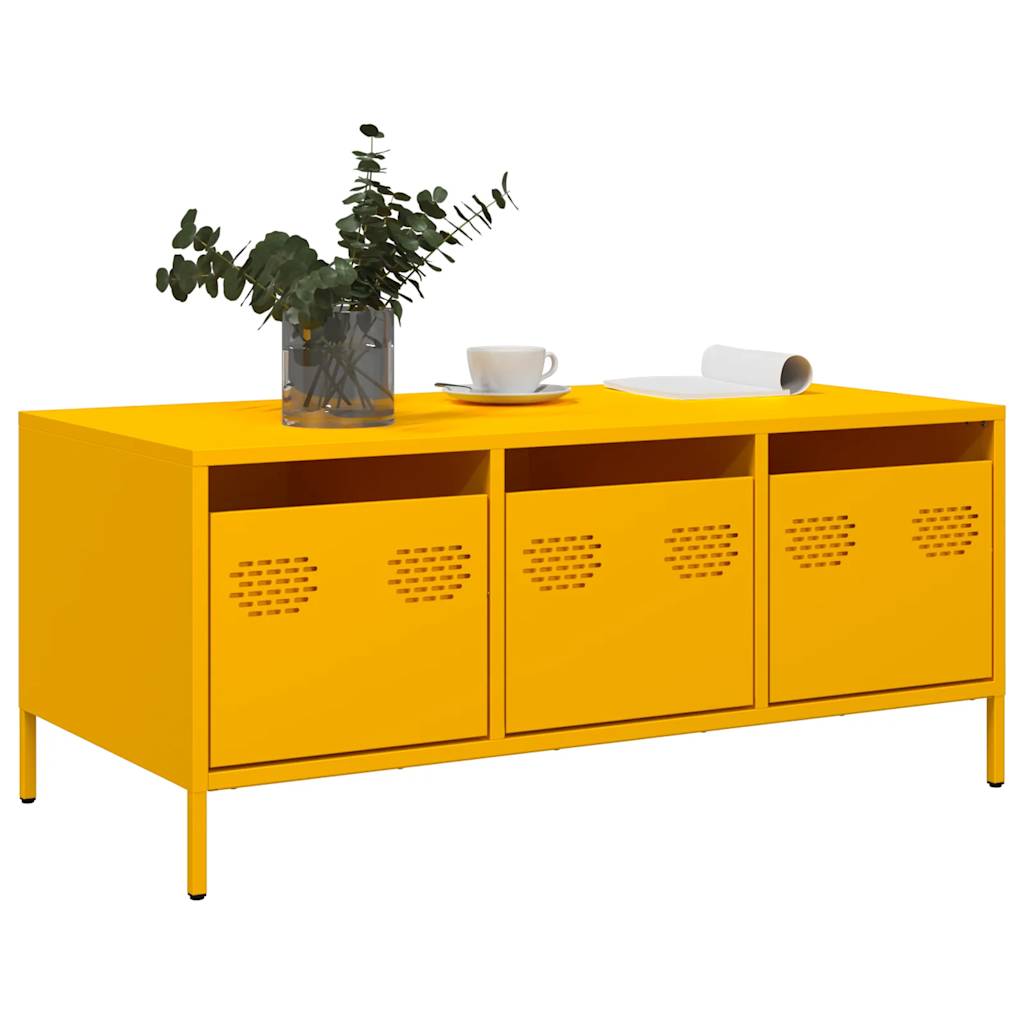 Coffee table mustard yellow 101.5x50x43.5 cm cold-rolled steel