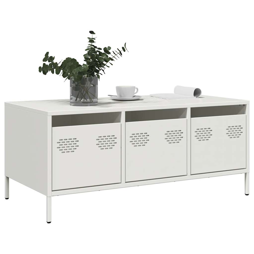 Coffee Table White 101.5x50x43.5 cm Cold-rolled steel