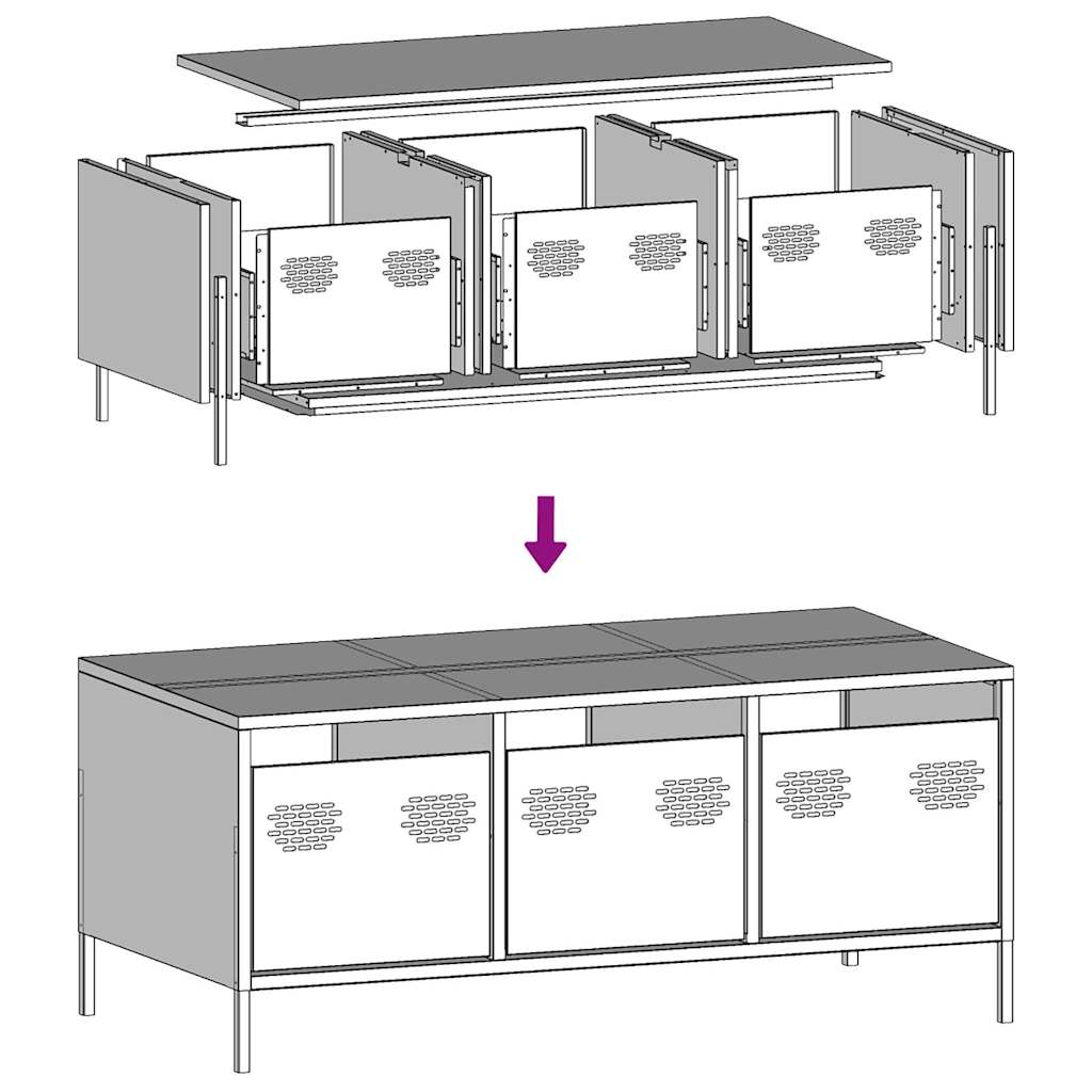 Coffee Table White 101.5x50x43.5 cm Cold-rolled steel