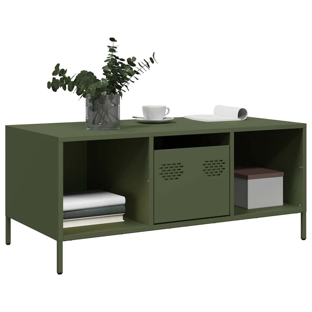 Coffee Table Olive Green 101.5x50x43.5 cm Cold-rolled steel