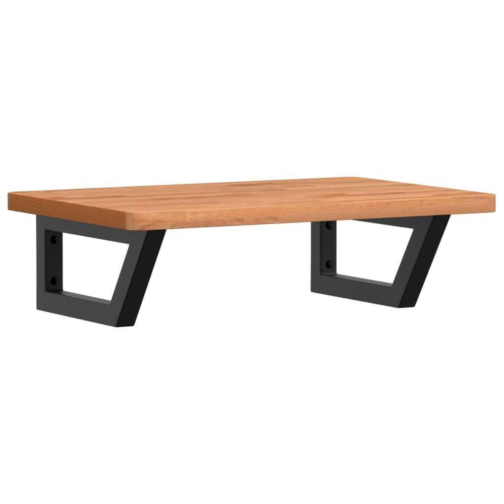 Washbasin shelf wall-mounted steel and solid beech wood