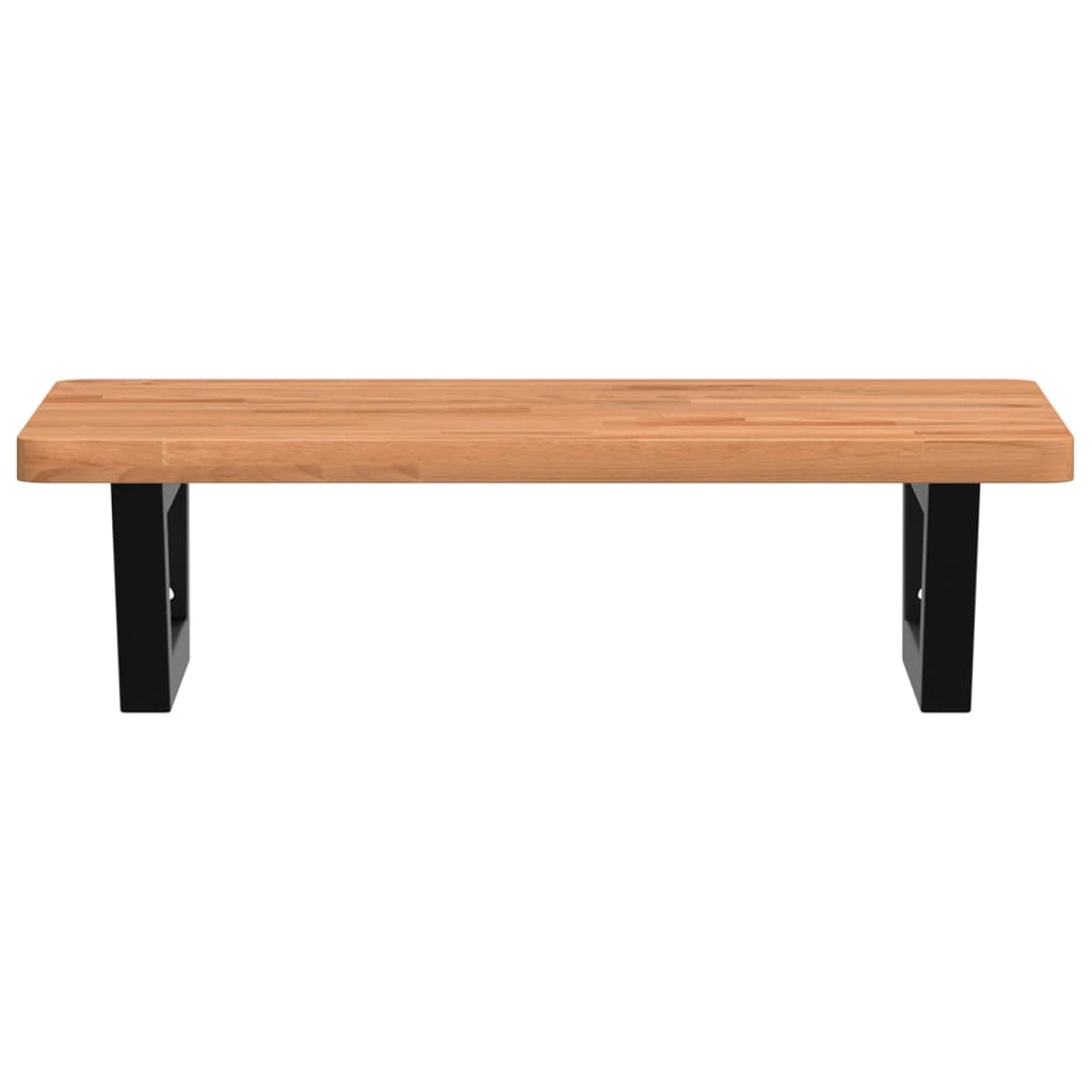 Washbasin shelf wall-mounted steel and solid beech wood