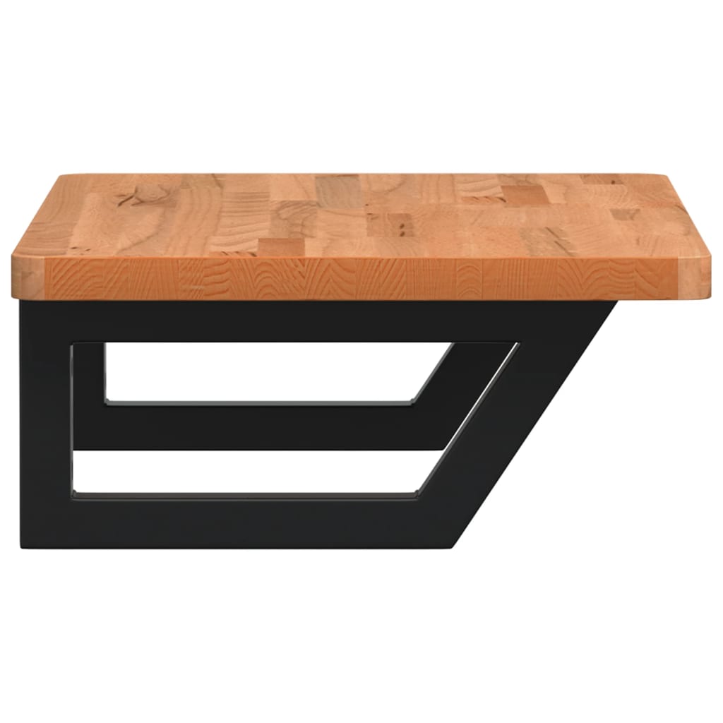 Washbasin shelf wall-mounted steel and solid beech wood