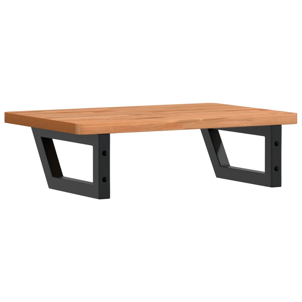 Washbasin shelf wall-mounted steel and solid beech wood