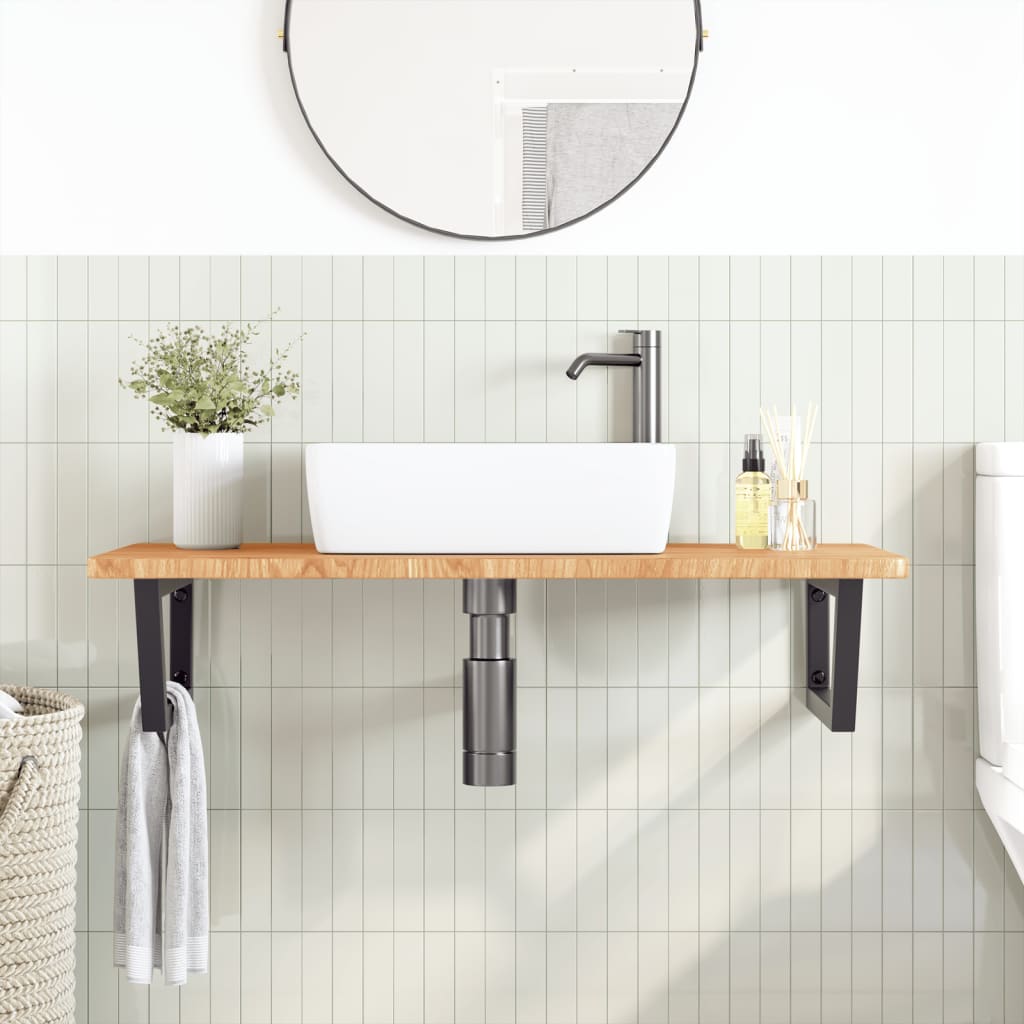 Vanity top with bracket steel and solid oak