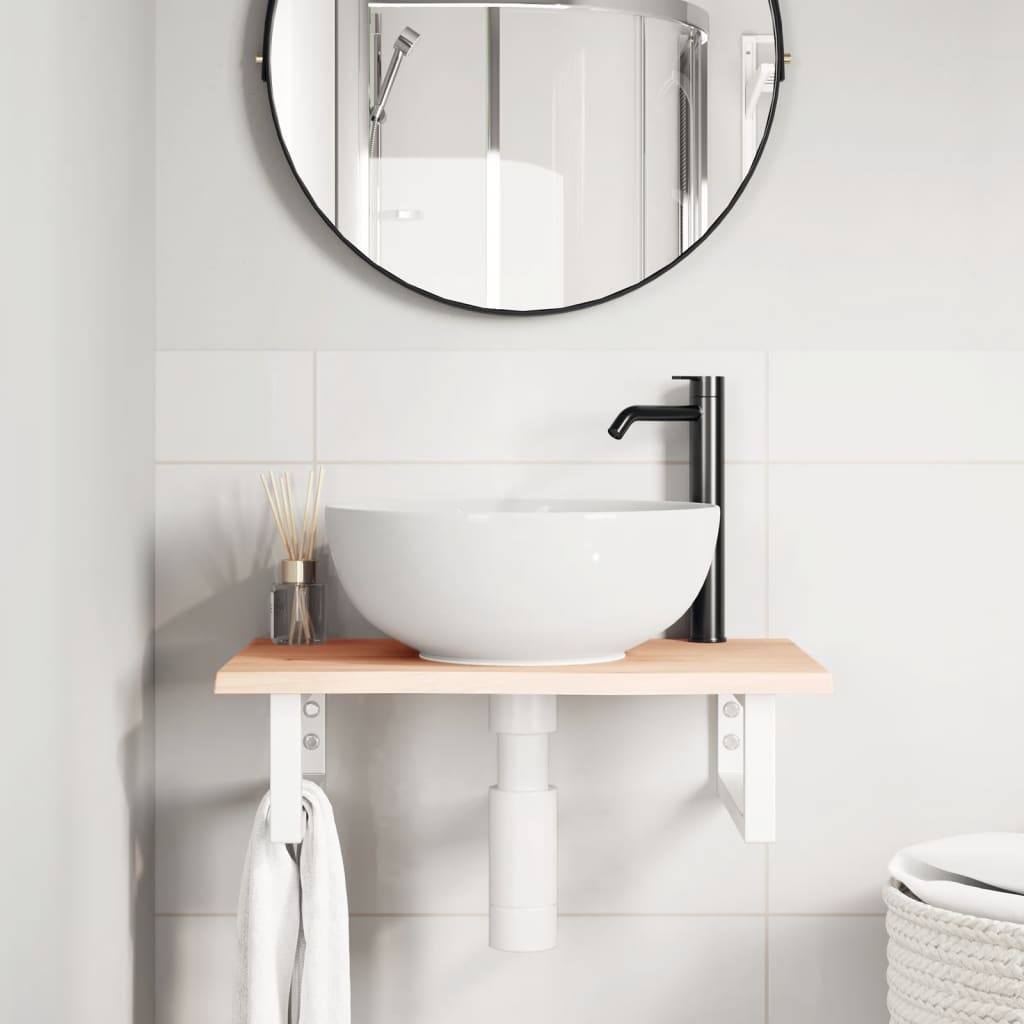 Vanity top with bracket steel and solid oak