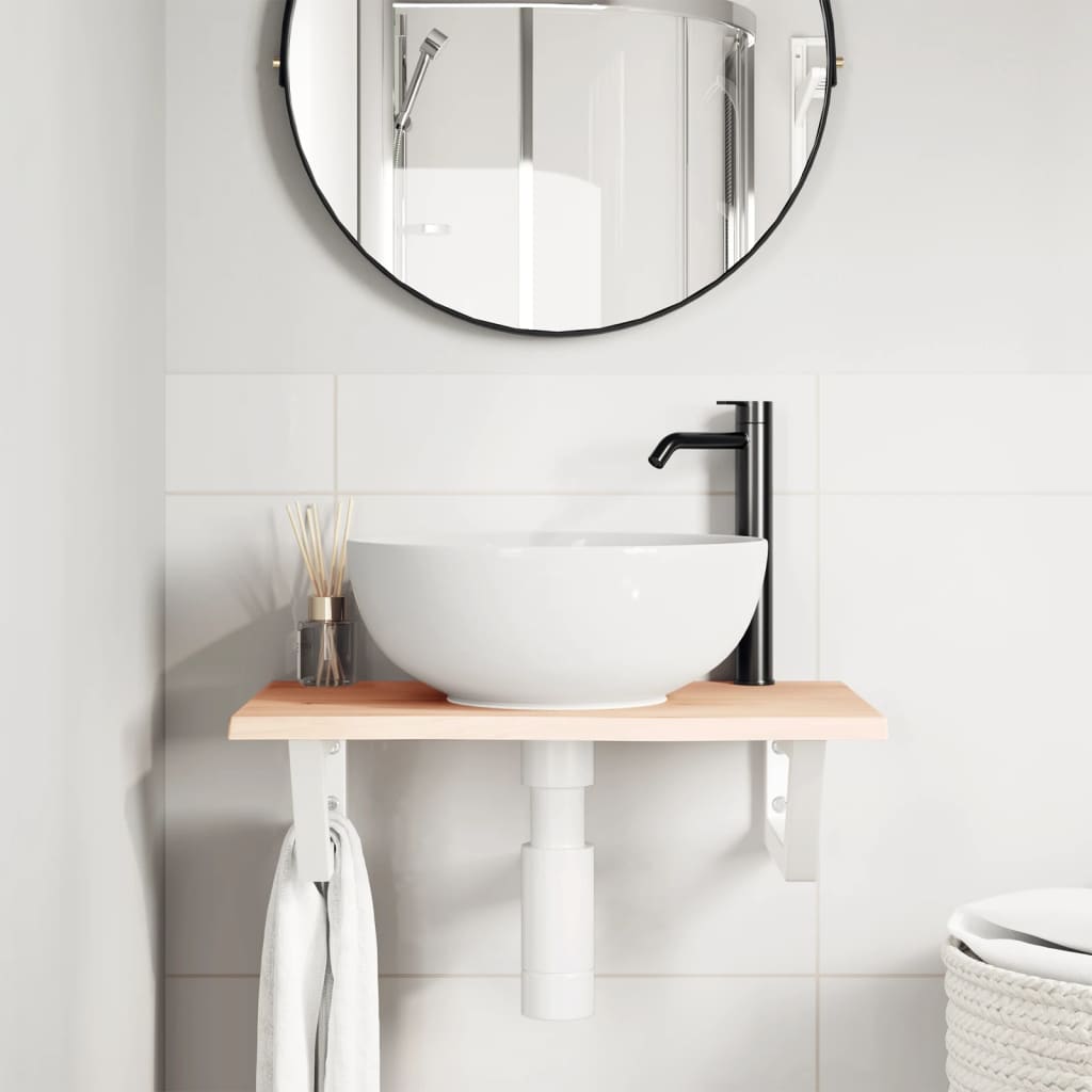 Vanity top with bracket steel and solid oak