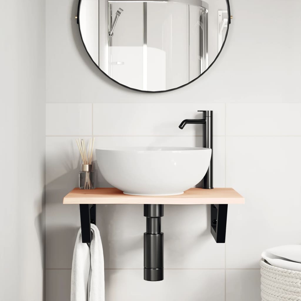 Vanity top with bracket steel and solid oak