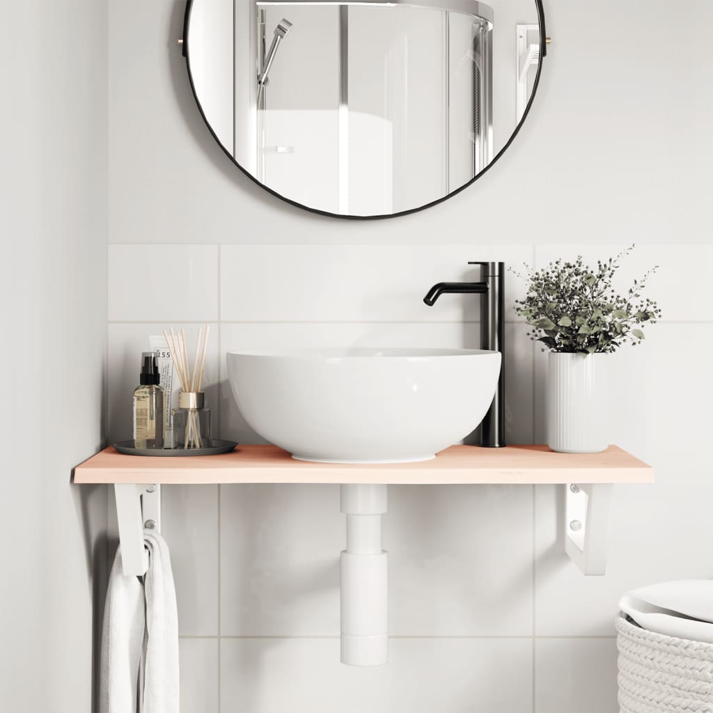 Vanity top with bracket steel and solid oak