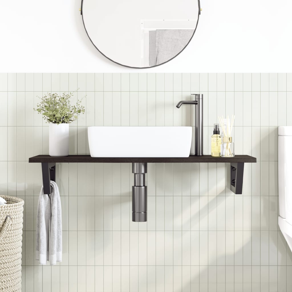 Vanity top with bracket steel and solid oak