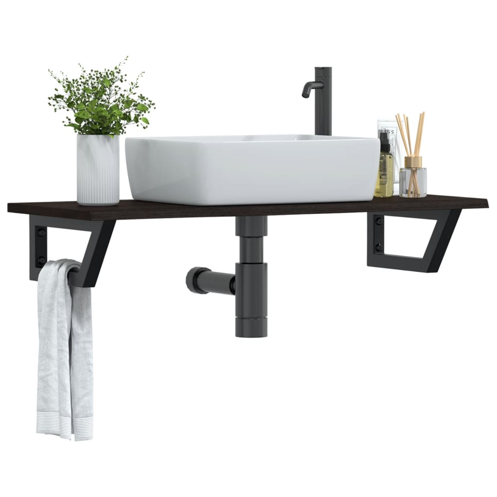 Vanity top with bracket steel and solid oak