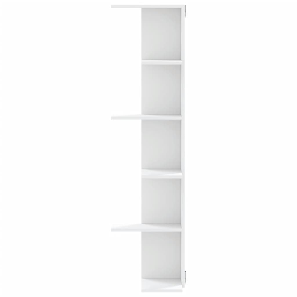 Wall Corner Shelf White 36.5x36.5x140 cm Wood Material