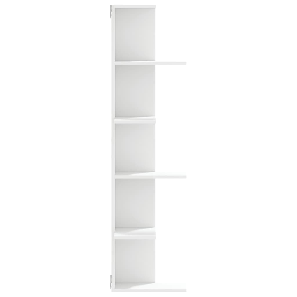 Wall Corner Shelf White 36.5x36.5x140 cm Wood Material