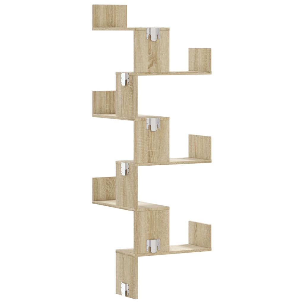 Wall Corner Shelf Sonoma Oak 45x45x147 cm Wood Material