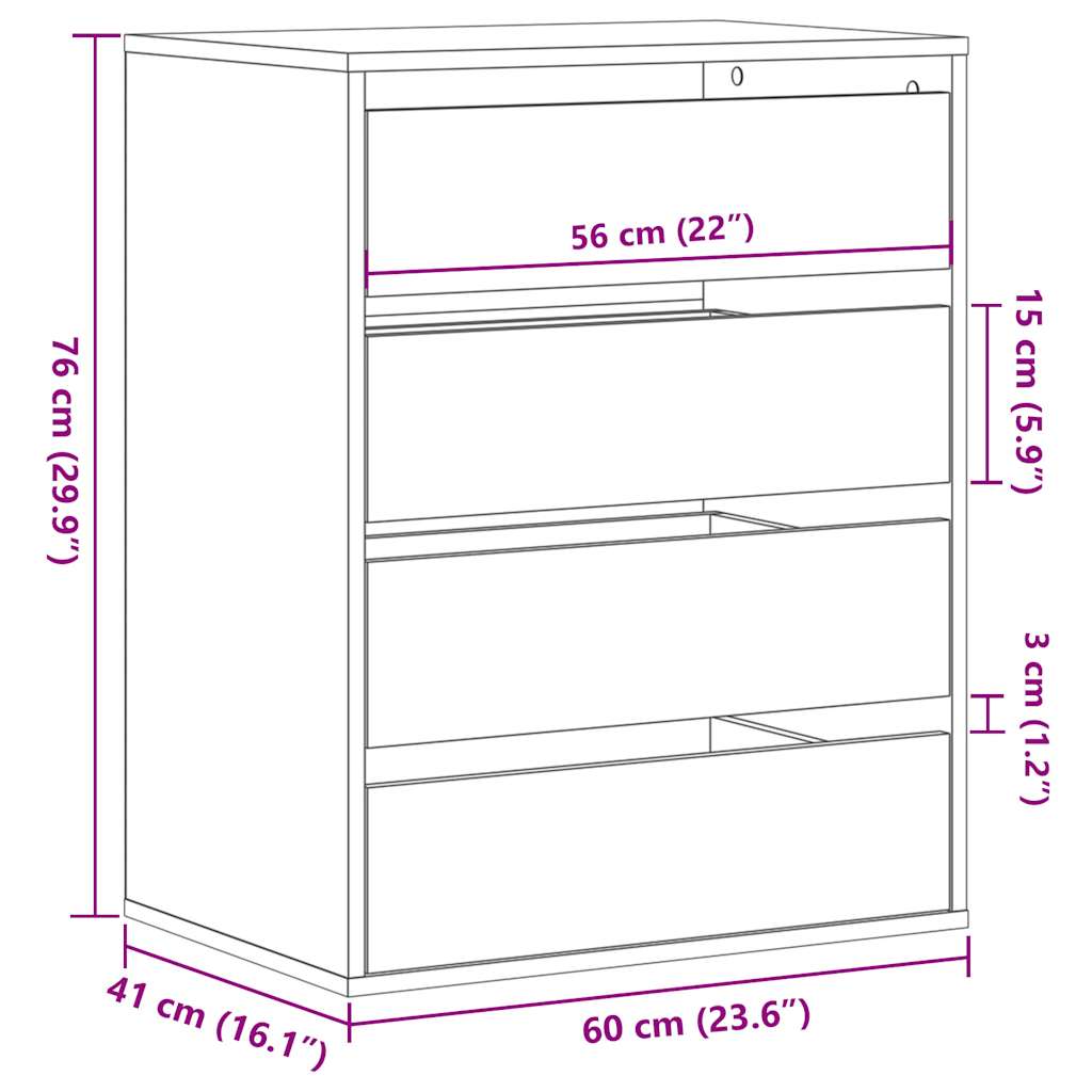 Kommode Sonoma-Eiche 60x41x76 cm Holzwerkstoff