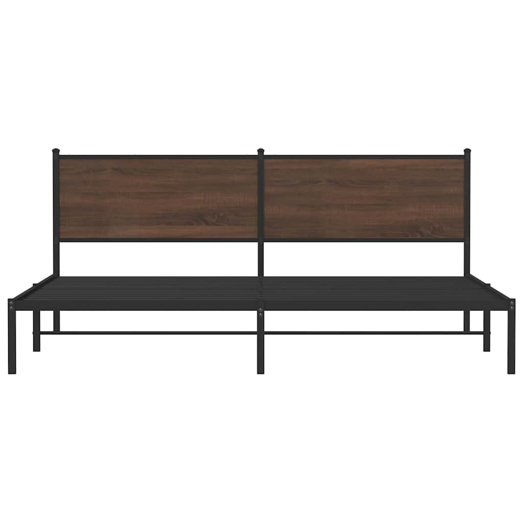 Metal bed without mattress brown oak look 193x203 cm