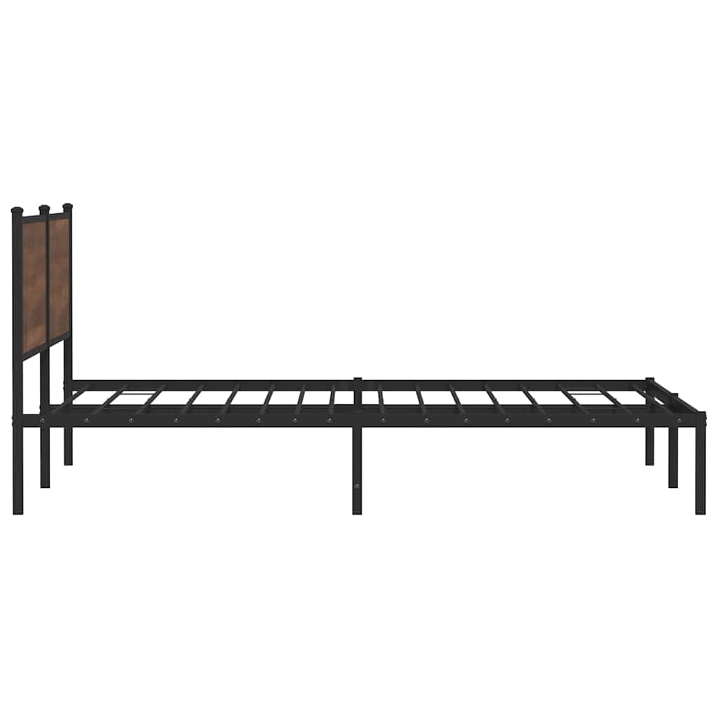 Metal bed without mattress brown oak look 193x203 cm