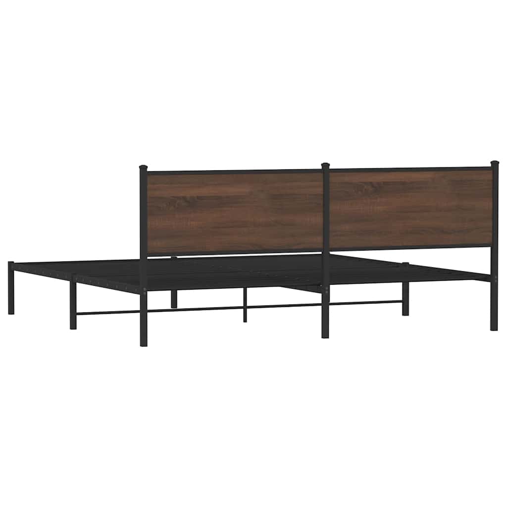 Metal bed without mattress brown oak look 193x203 cm