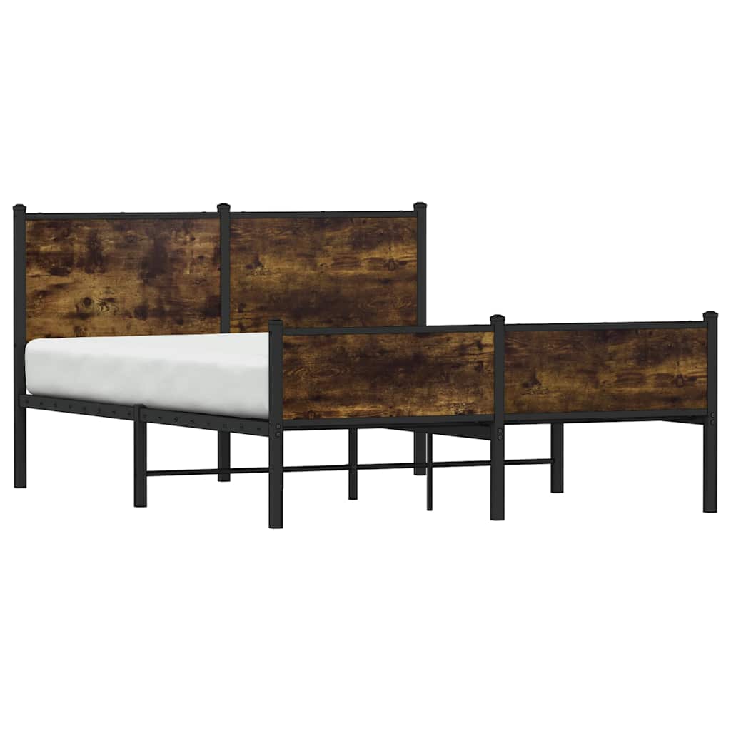 Metal bed without mattress smoked oak 137x190 cm