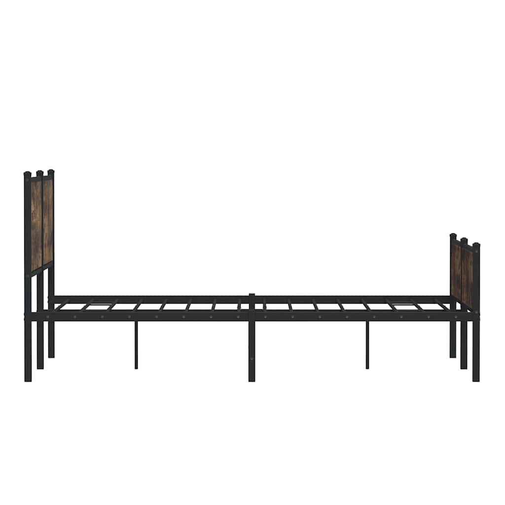 Metal bed without mattress smoked oak 137x190 cm