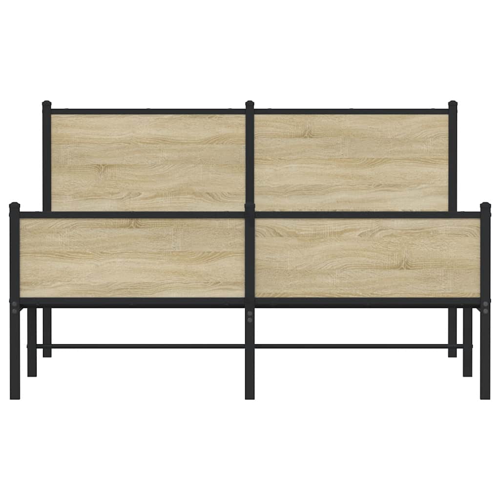 Metallbett ohne Matratze Sonoma-Eiche 137x190 cm