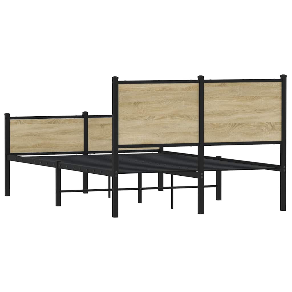 Metallbett ohne Matratze Sonoma-Eiche 137x190 cm