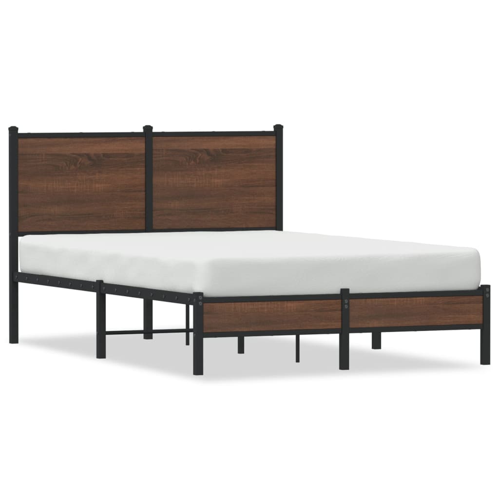 Metal bed without mattress brown oak look 120x190 cm